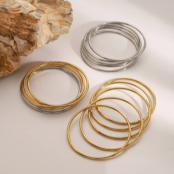 Gold-Plated Stackable Bangle Set for Women