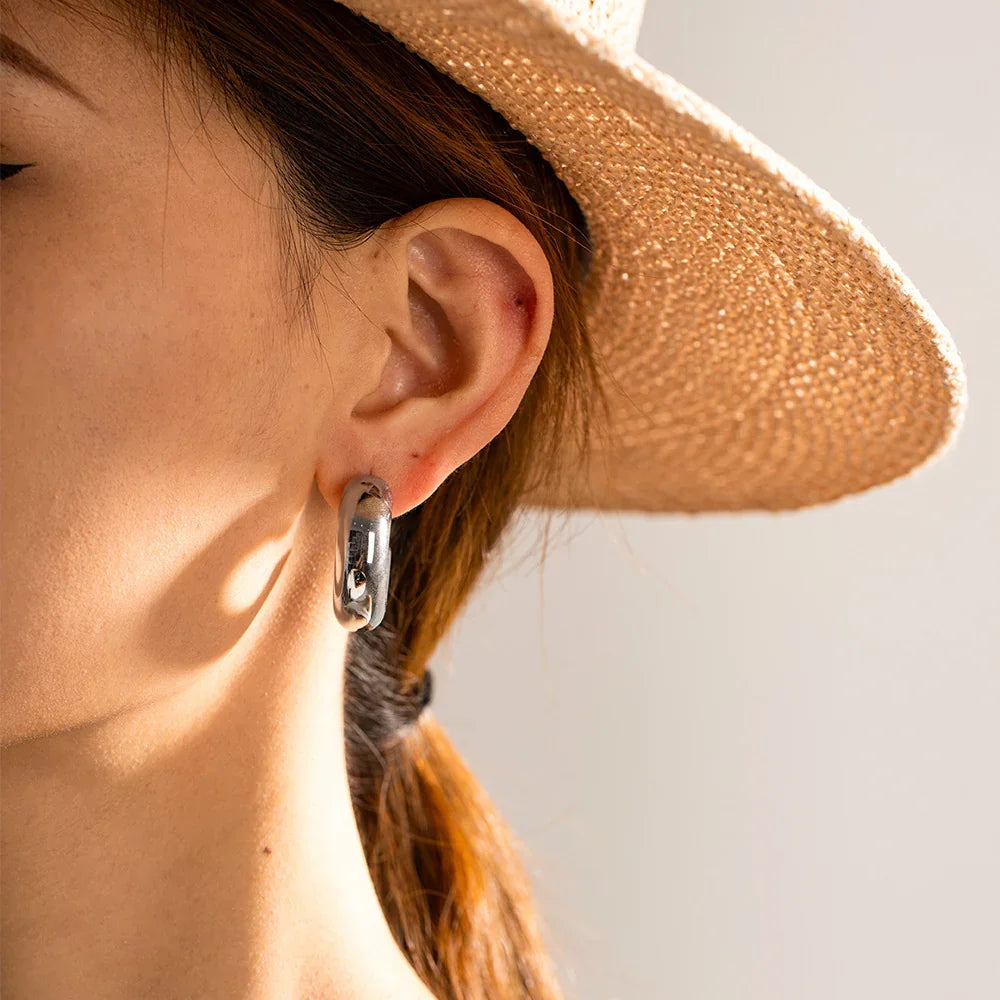 Gold-Plated Chunky Hoop Earrings