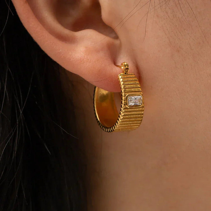 Gold-Plated Cubic Zirconia Hoop Earrings for Women