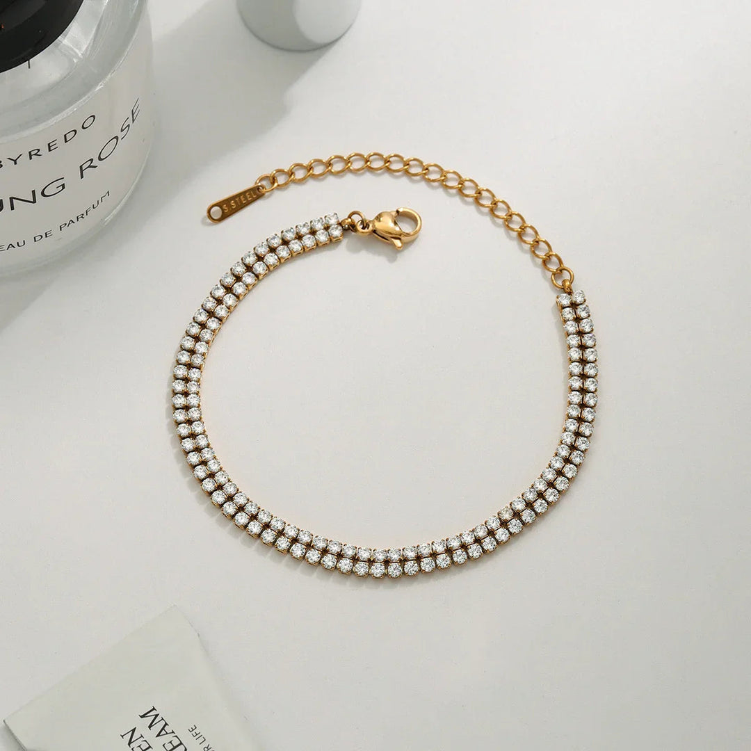 Gold-Plated Cubic Zirconia Tennis Bracelet for Women