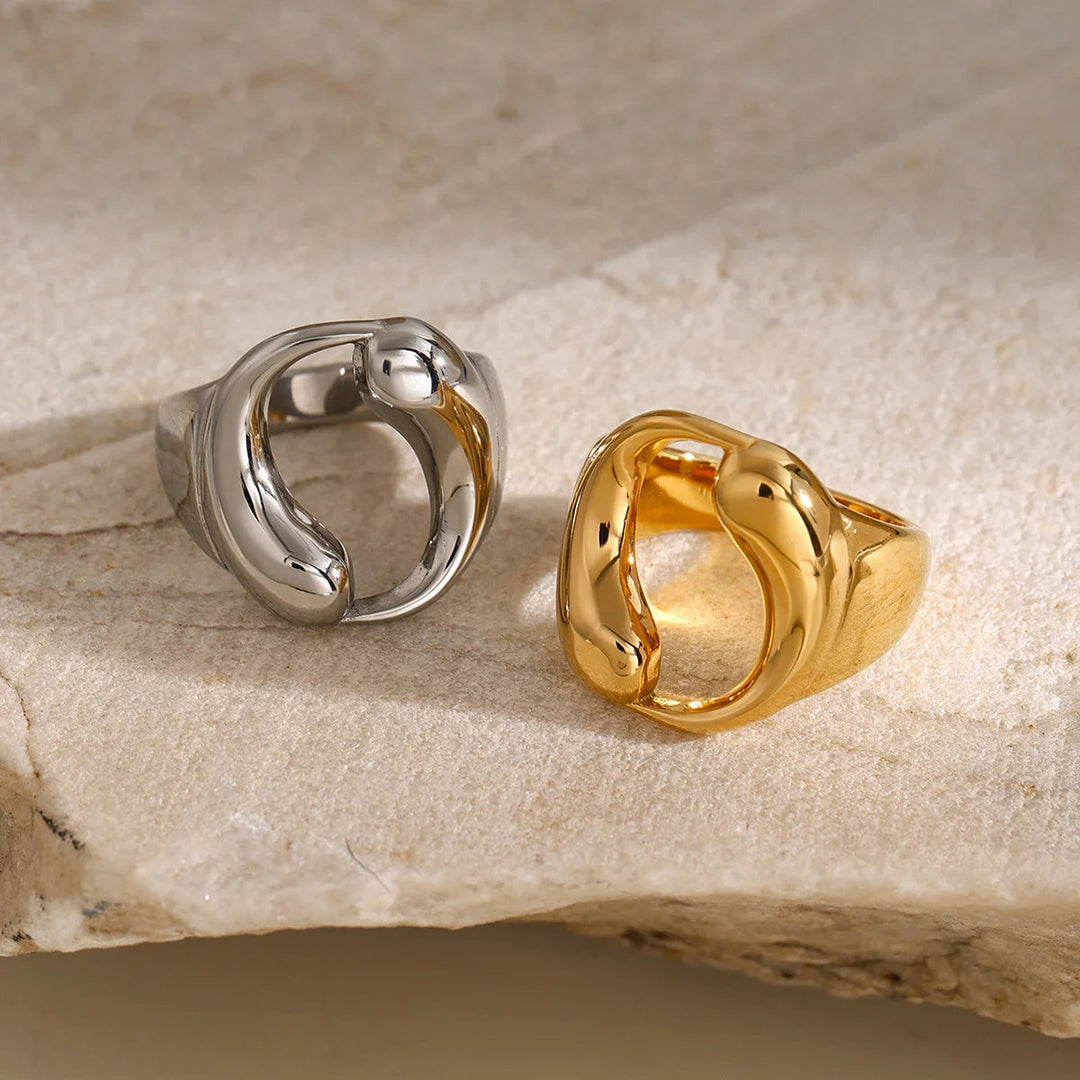 Gold-Plated Abstract Ring
