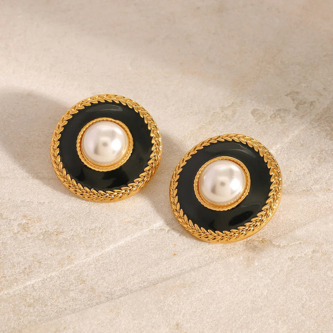 Gold-Plated Faux Pearl Statement Earrings for Women
