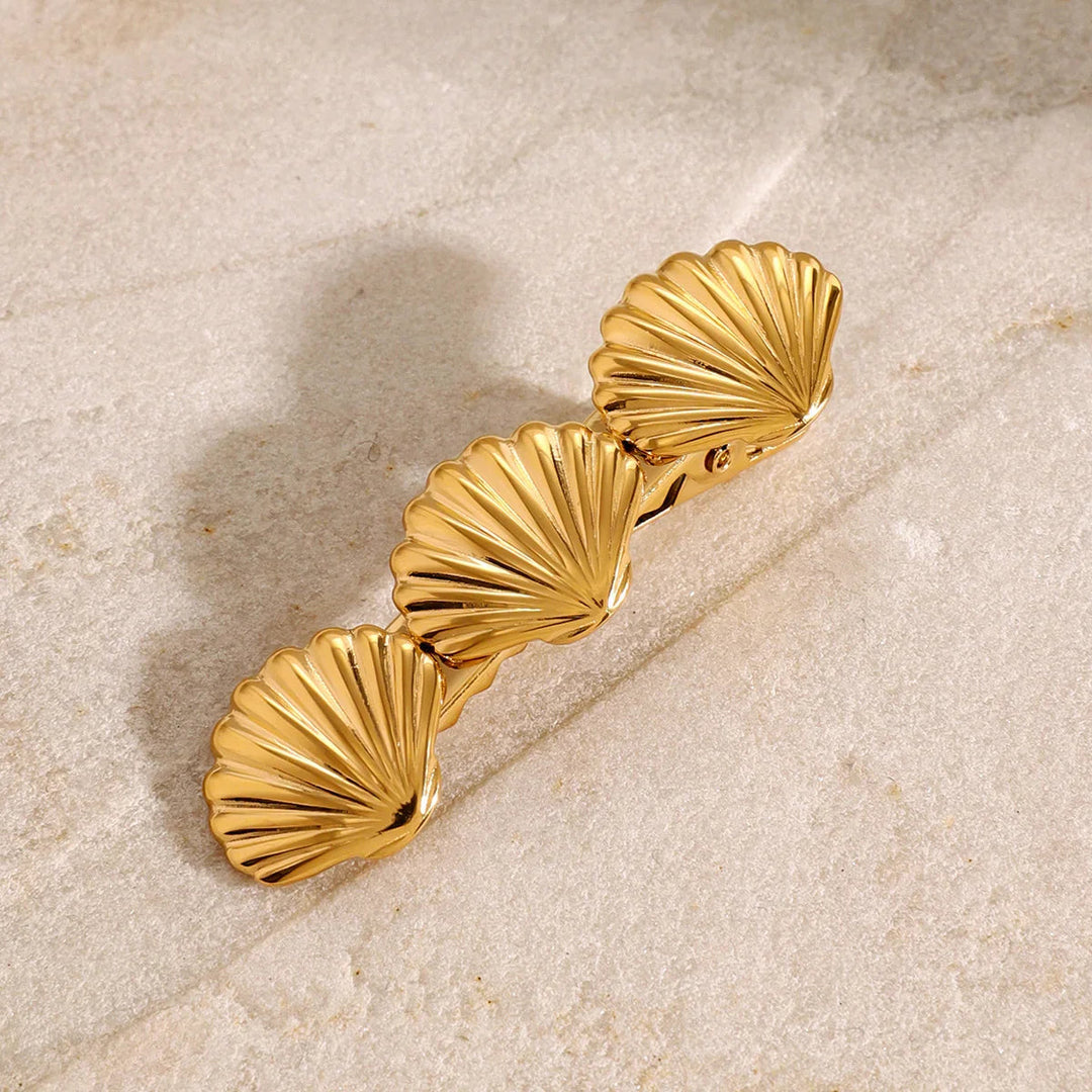 Gold-Plated Serenity Seashell Hair Clip