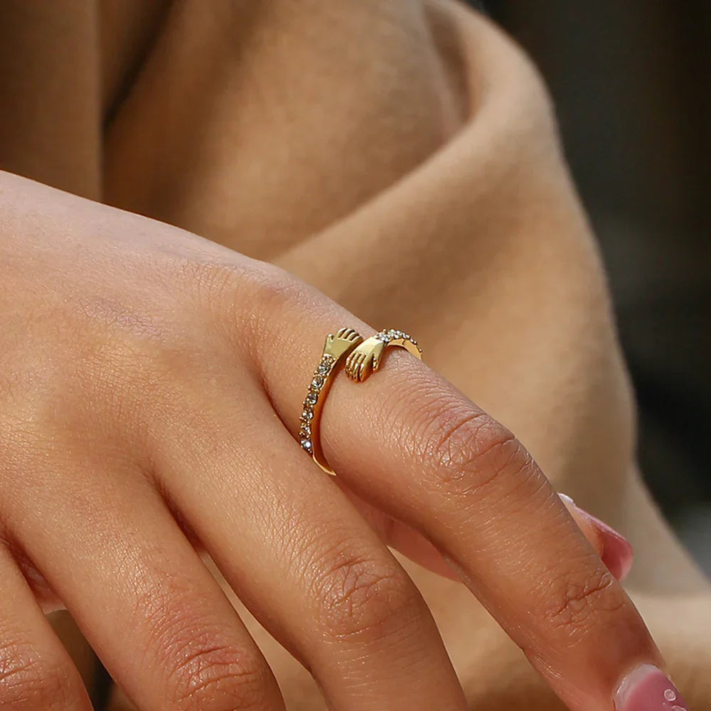 Gold-Plated Adjustable Diamond Ring For Women