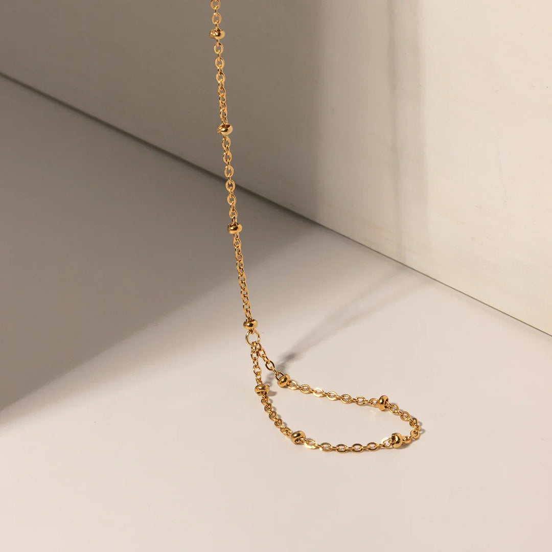 Gold-Plated Chain Bracelet with Hoop Pendant
