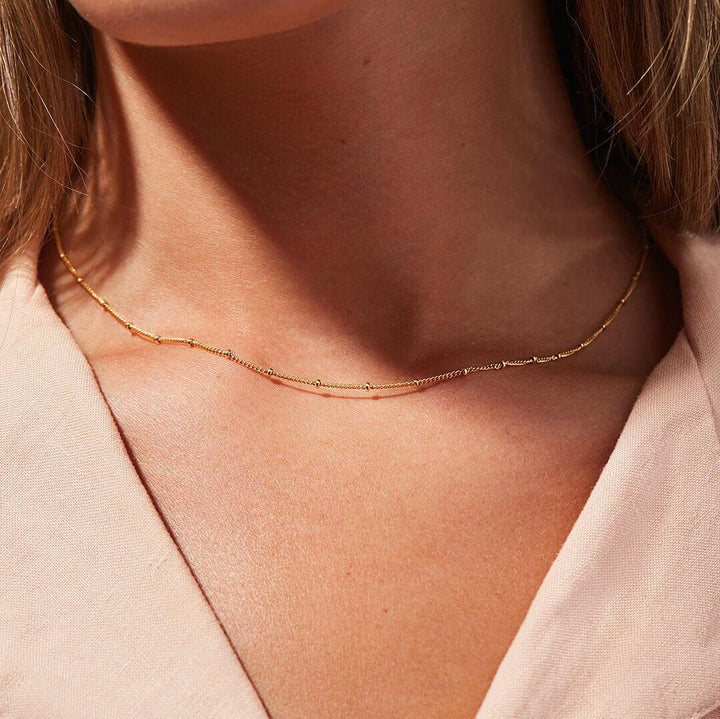Gold-Plated Beaded Chain Necklace for Women