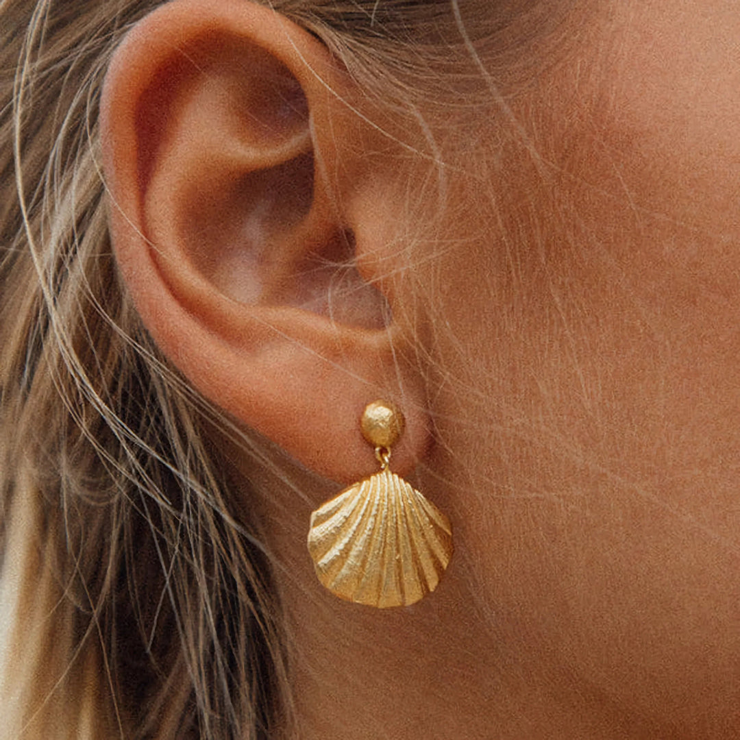 Gold-Plated Stainless Steel Shell Earrings