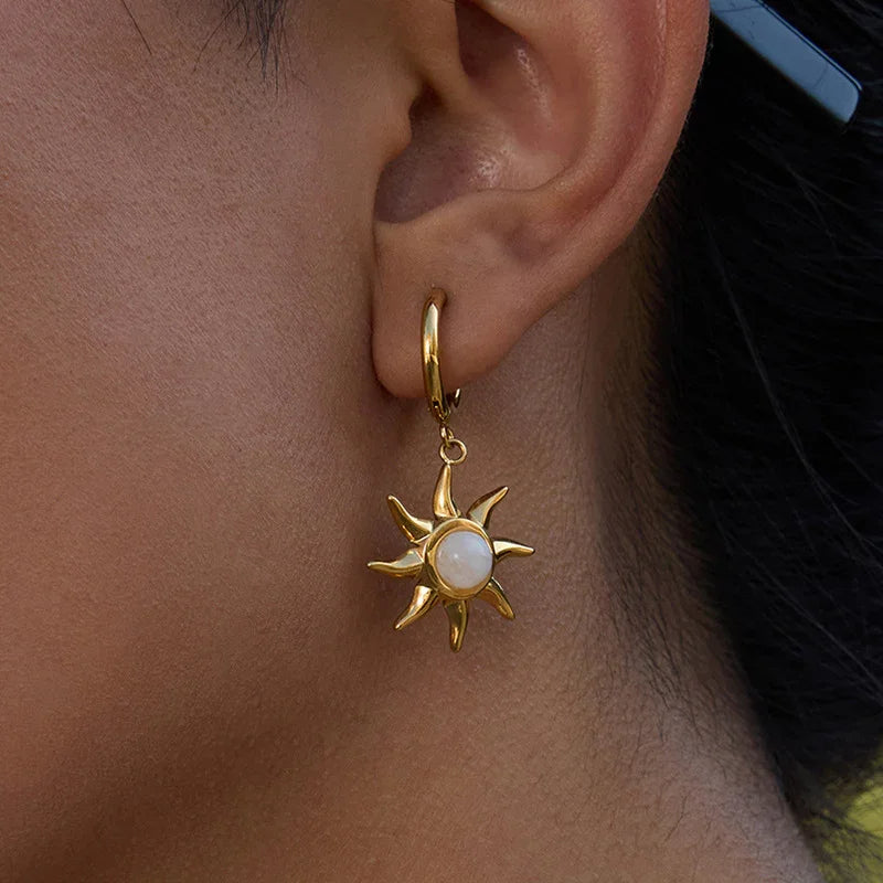 Gold Plated Synthetic Stone Drop Earrings for Women
