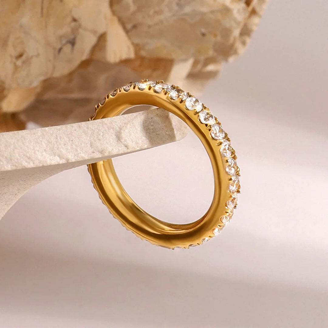 Gold-Plated CZ Stackable Ring for Women