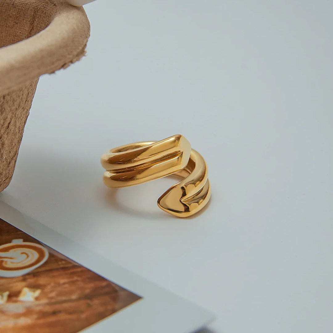 Gold Plated Statement Heart Twist Ring for Women