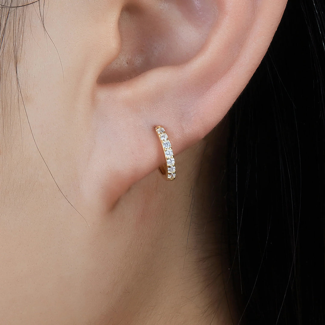Gold-Plated CZ Micro Huggie Earrings