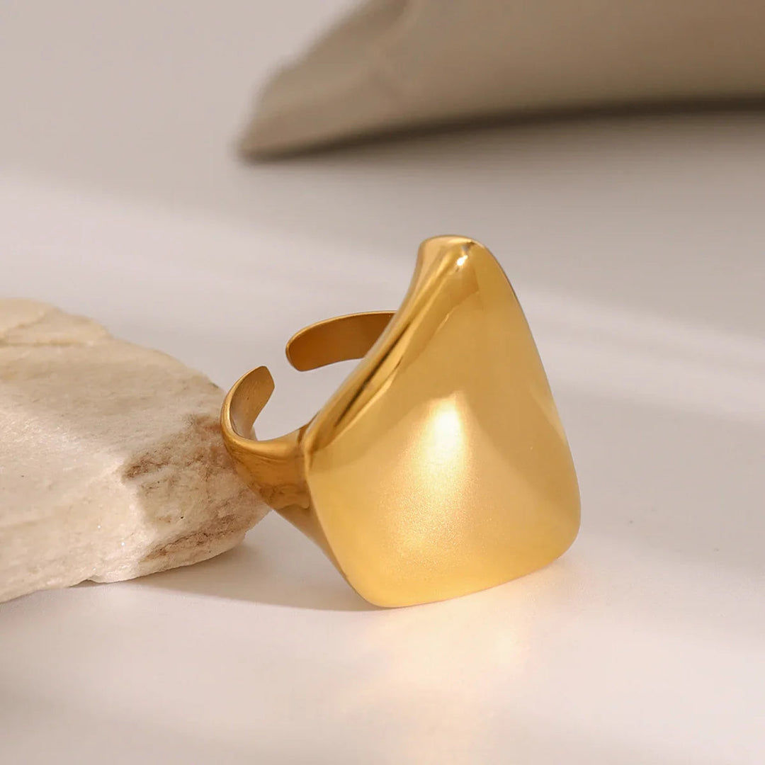 Gold-Plated Geometric Adjustable Ring