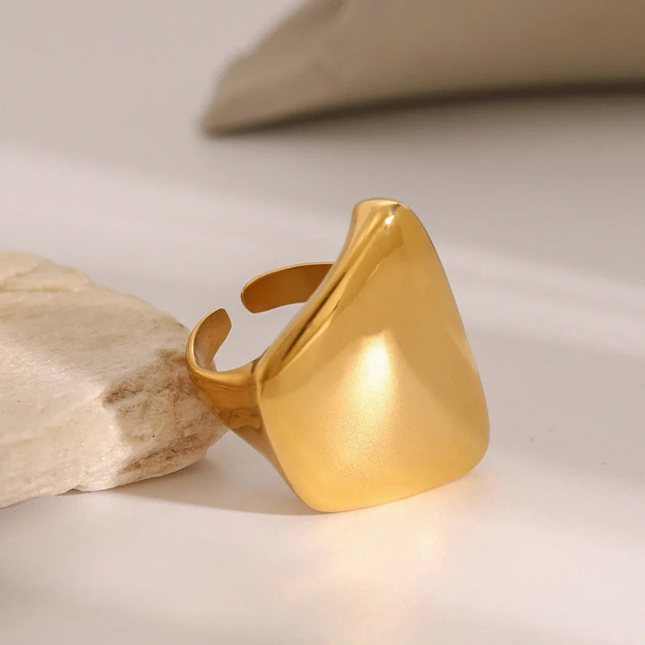 Gold-Plated Geometric Adjustable Ring