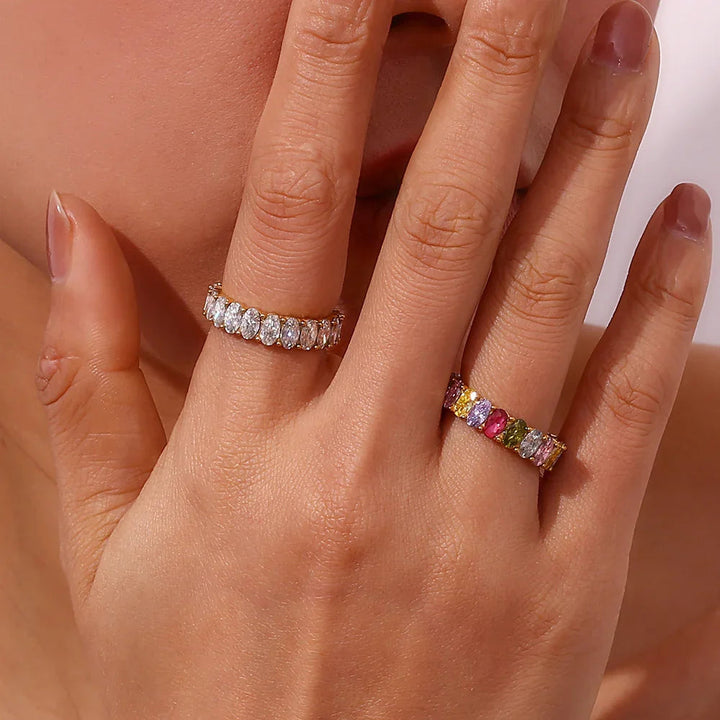 Gold-Plated CZ Eternity Band Ring for Women