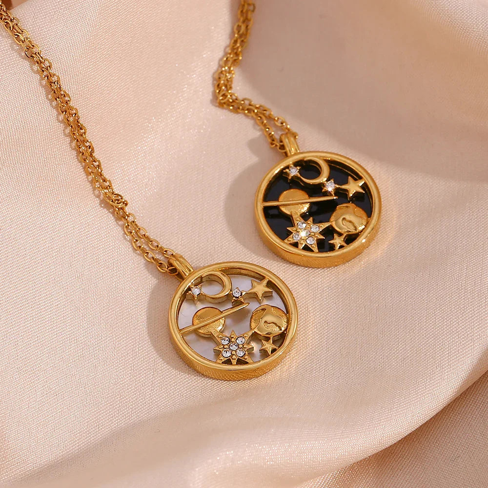 Gold-Plated Celestial Pendant Necklace For Women