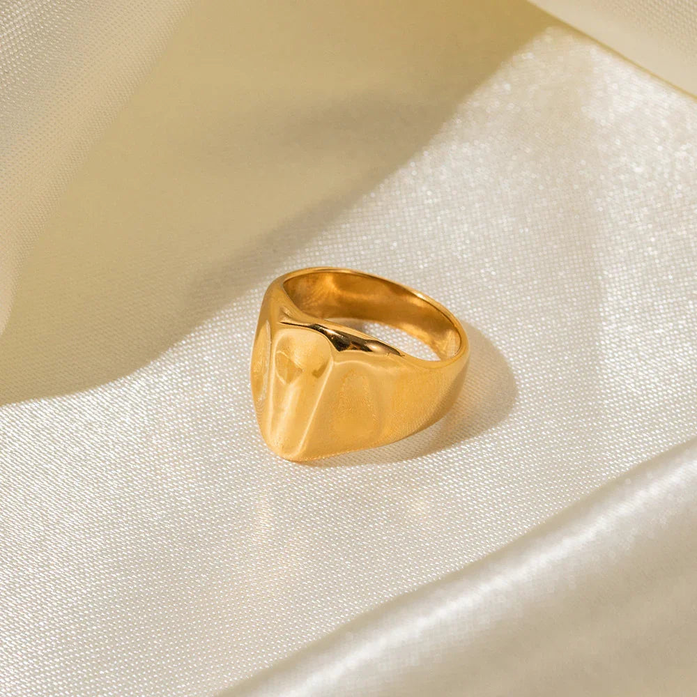 Gold-Plated Statement Ring with Stainless Steel