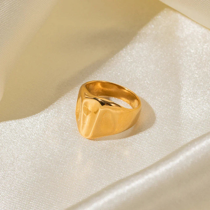 Gold-Plated Statement Ring with Stainless Steel