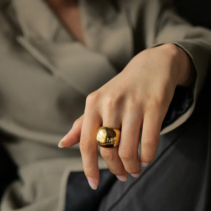 Gold-Plated Dome Statement Ring for Women