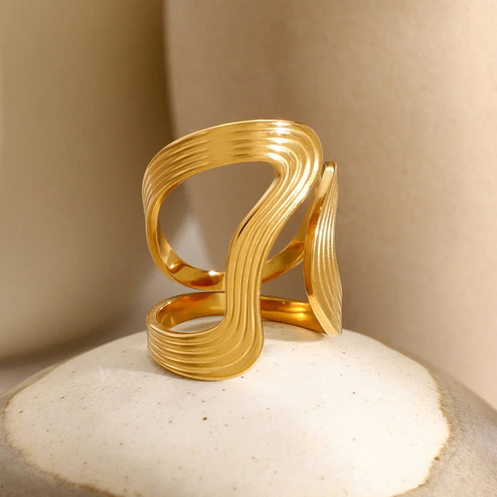 Gold Plated Stainless Steel Statement Ring for Women