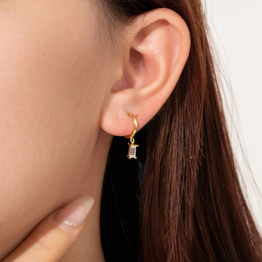 Gold-Plated Harlow Diamond Earrings with Sleek Hoop Design