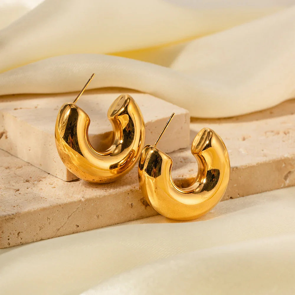 Gold-Plated Chunky Hoop Earrings