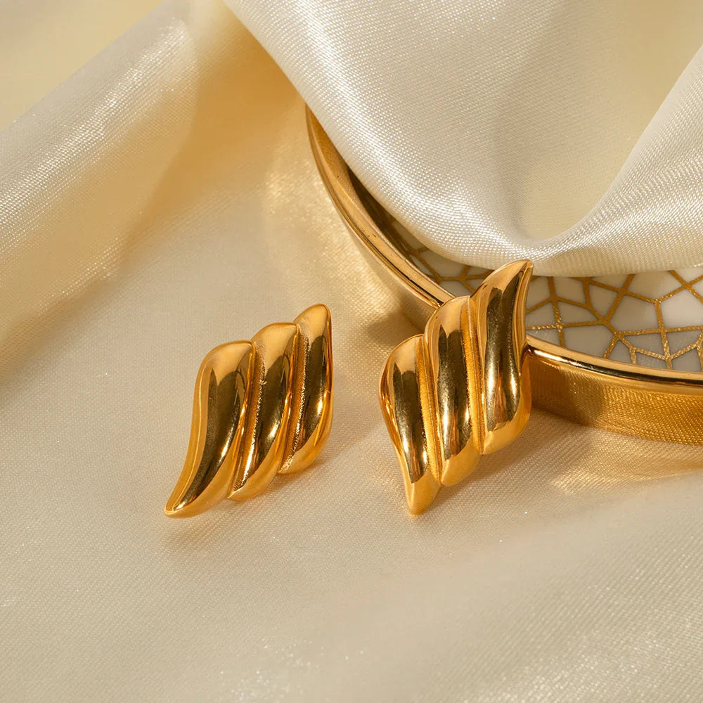 Gold-Plated Contemporary Earrings with Stainless Steel