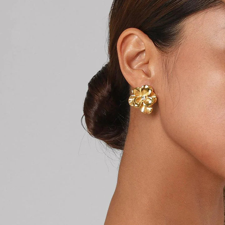 Gold-Plated Floral Earrings