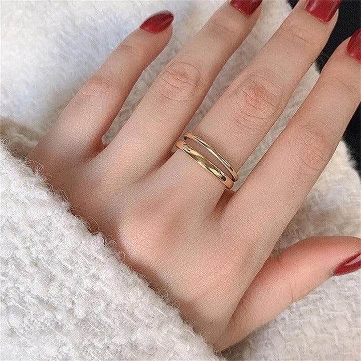 Gold-Plated Layered Band Ring for Women