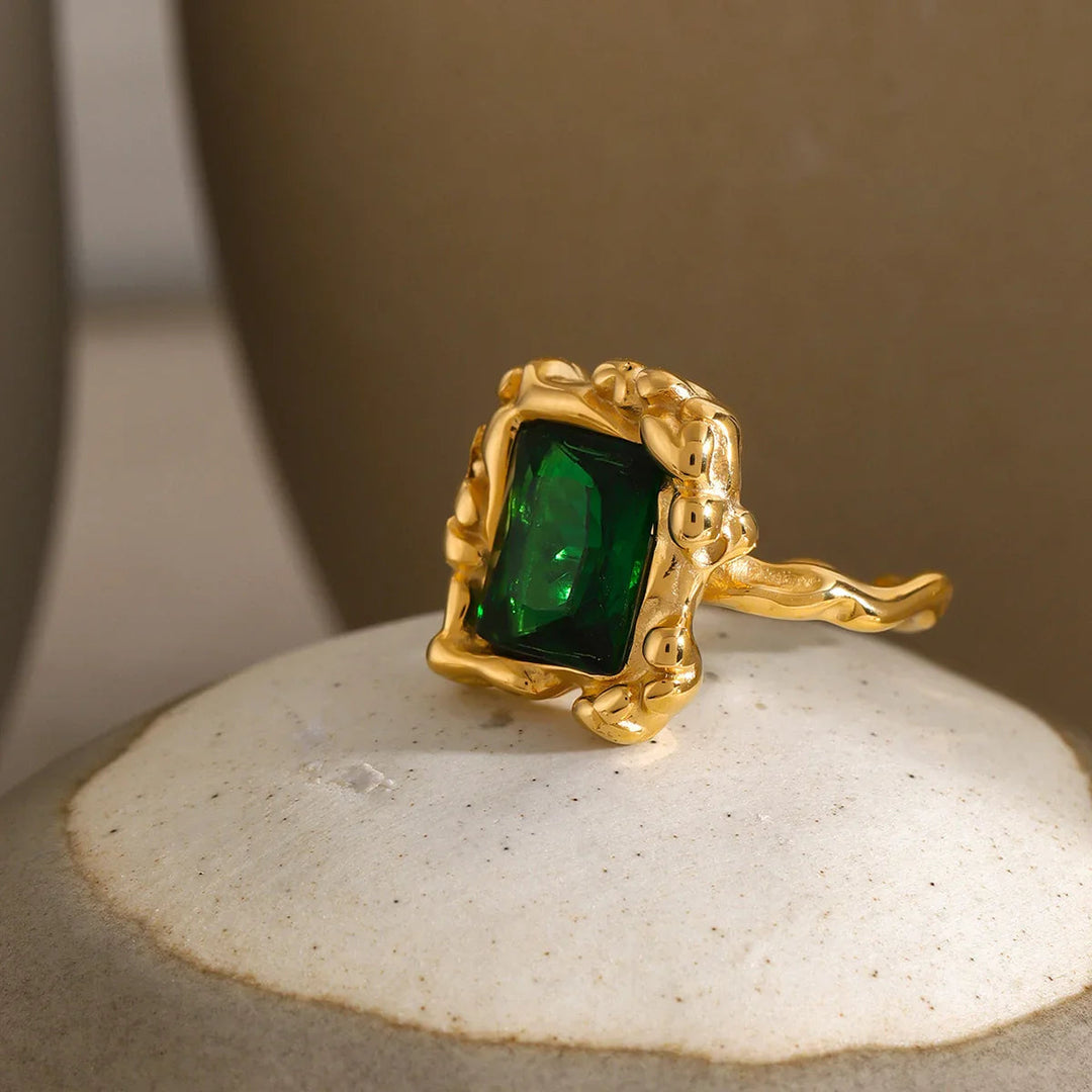 Gold-Plated Emerald Ring