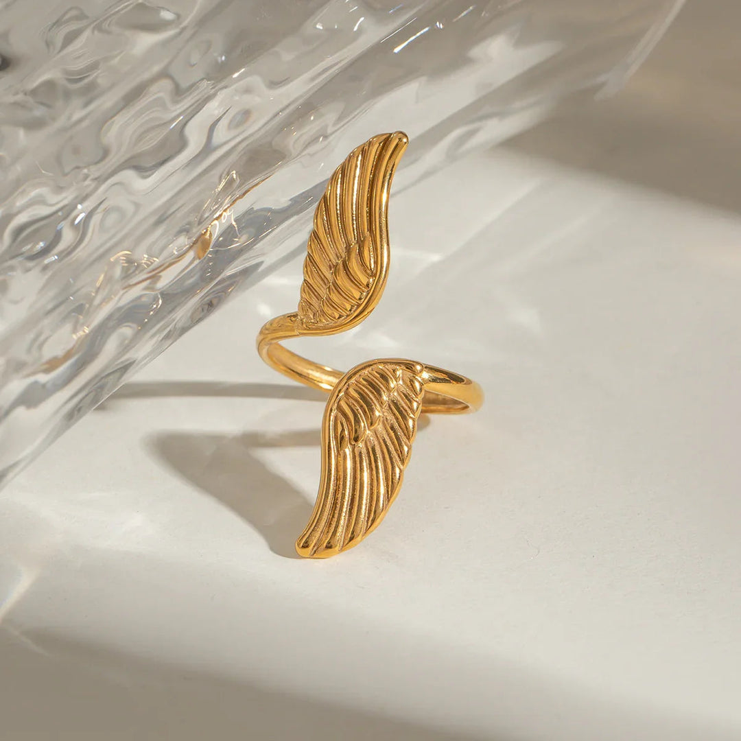 Gold-Plated Wing Statement Ring for Women