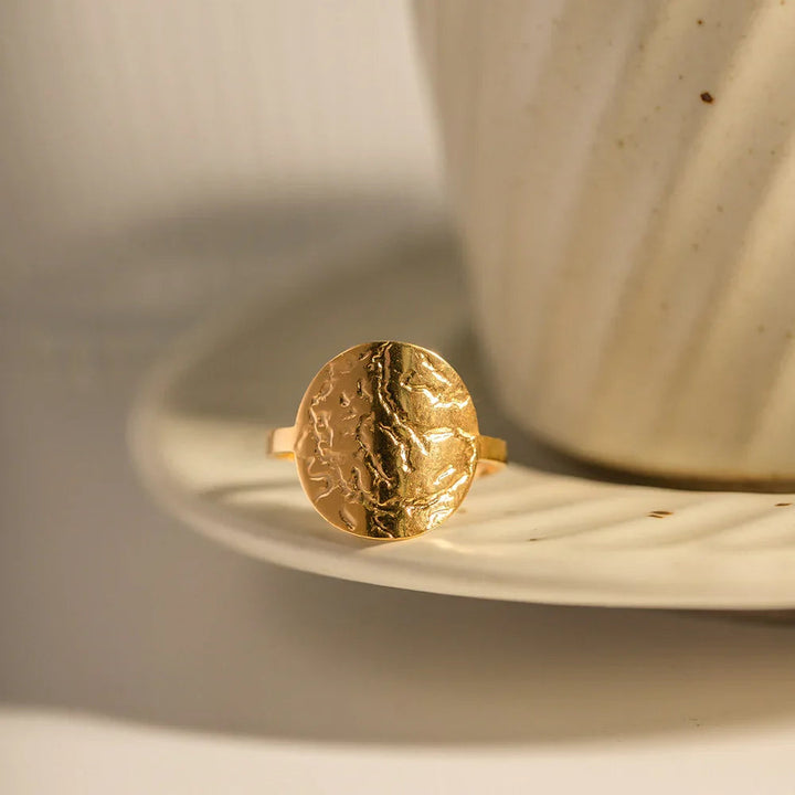 Gold-Plated Adjustable Ring with Stainless Steel