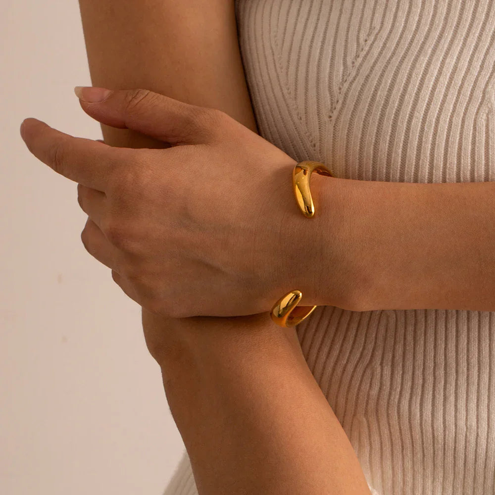 Gold-Plated Contemporary Open Bangle