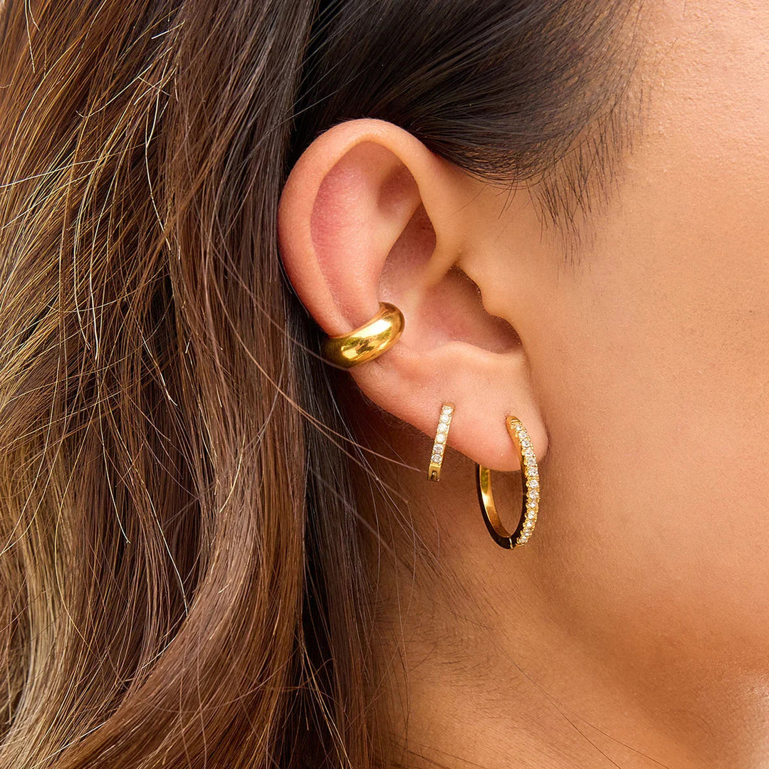 Gold Plated Cubic Zirconia Hoop Earrings Set for Women