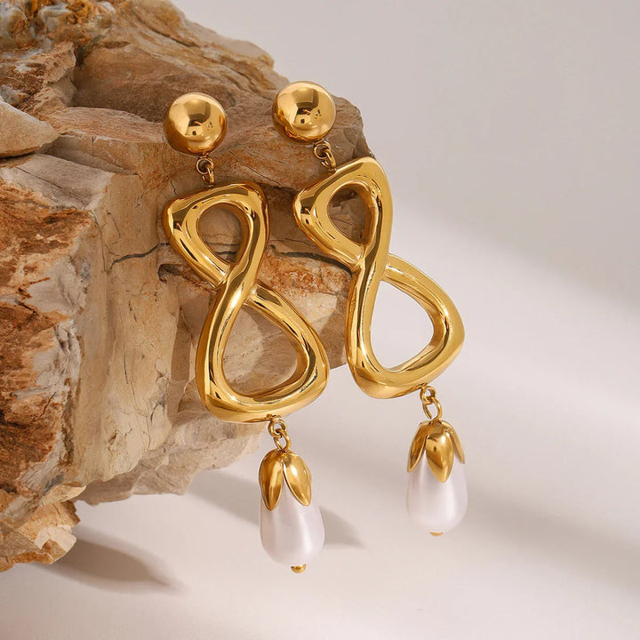 Gold-Plated Faux Pearl Drop Earrings for Women