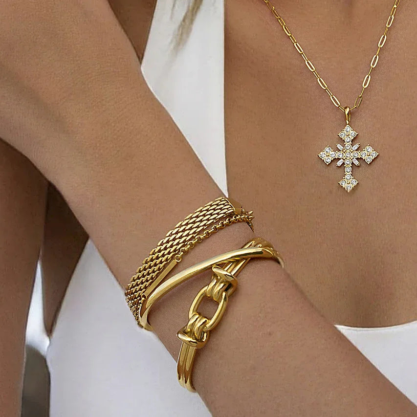 Gold-Plated Knot Bangle Bracelet