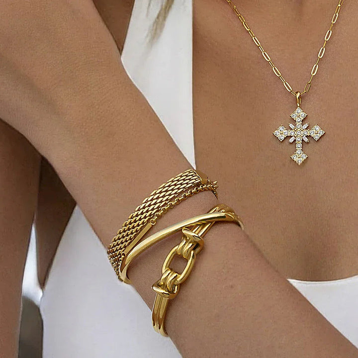 Gold-Plated Knot Bangle Bracelet