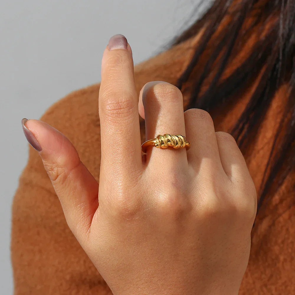 Gold-Plated Wrap Twist Ring for Women