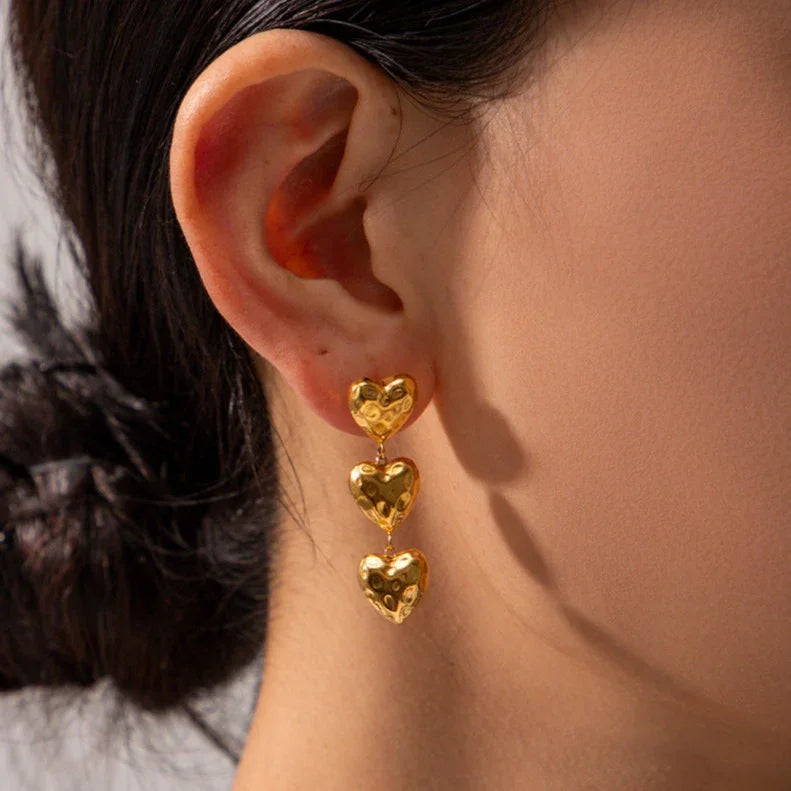 Gold-Plated Heart Drop Earrings for Women