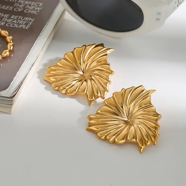 Gold-Plated Statement Petal Earrings for Women