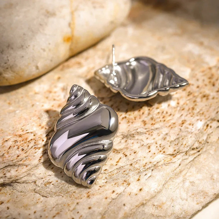 Silver Croissant-Shaped Stud Earrings