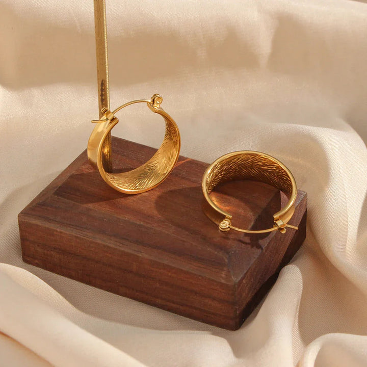 Gold-Plated Flat Hoop Earrings for Women