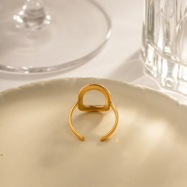 Gold-Plated Statement Ring with Stainless Steel
