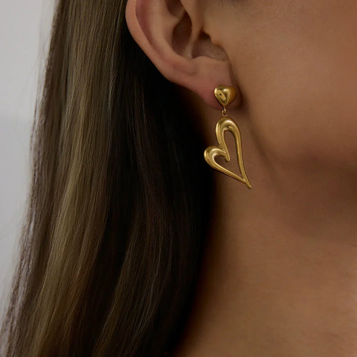 Gold-Plated Heart Drop Earrings for Women