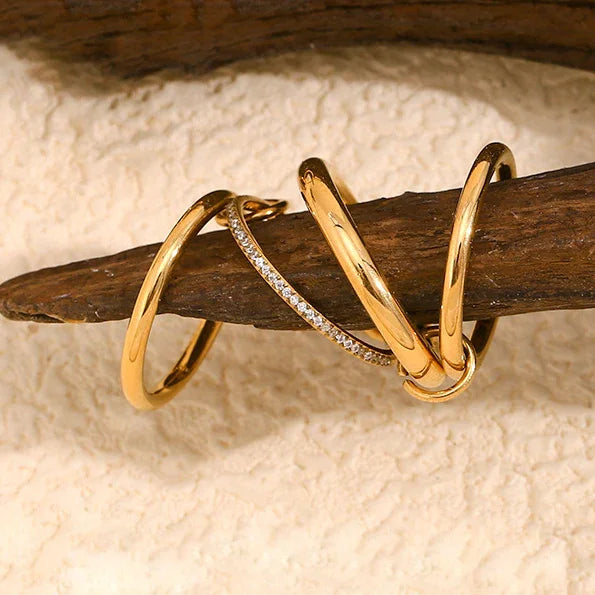 Gold-Plated CZ Stackable Ring Set