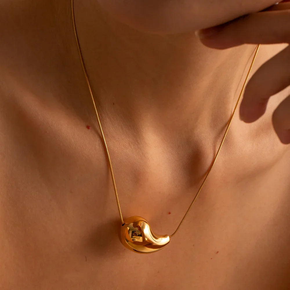 Gold-Plated Teardrop Necklace with Stainless Steel