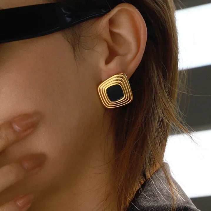 Gold-Plated Geometric Stud Earrings for Women