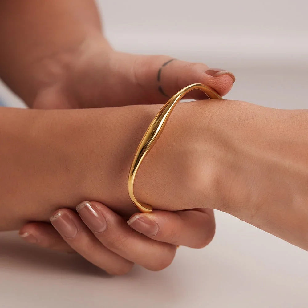 Gold-Plated Cuff Bangle for Women