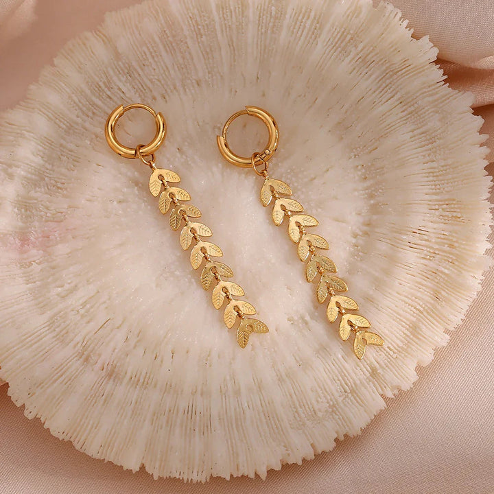 Gold-Plated Fishtail Drop Earrings For Women