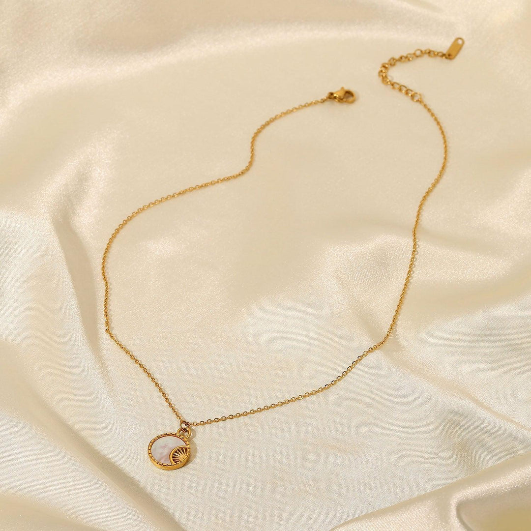 Gold-Plated Freshwater Pearl Necklace with Geometric Pendant