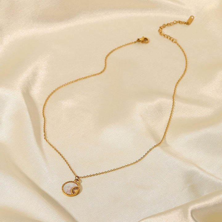 Gold-Plated Freshwater Pearl Necklace with Geometric Pendant